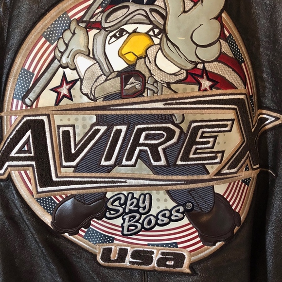 COPY - Avirex U.S.A. Sky Boss Brown Leather Bomber 4XL